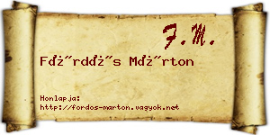 Fördős Márton névjegykártya